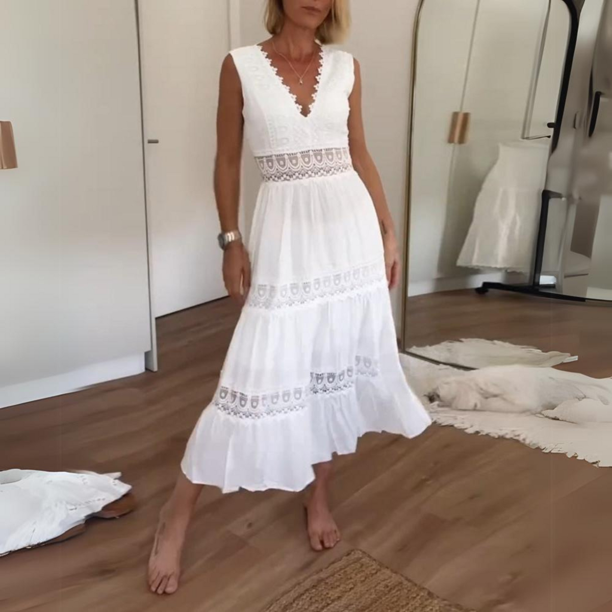 Sade | V-neck Lace Camisole Dress