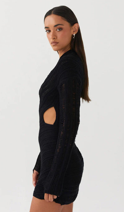 Veneza | Textured Cut-Out Mini Dress