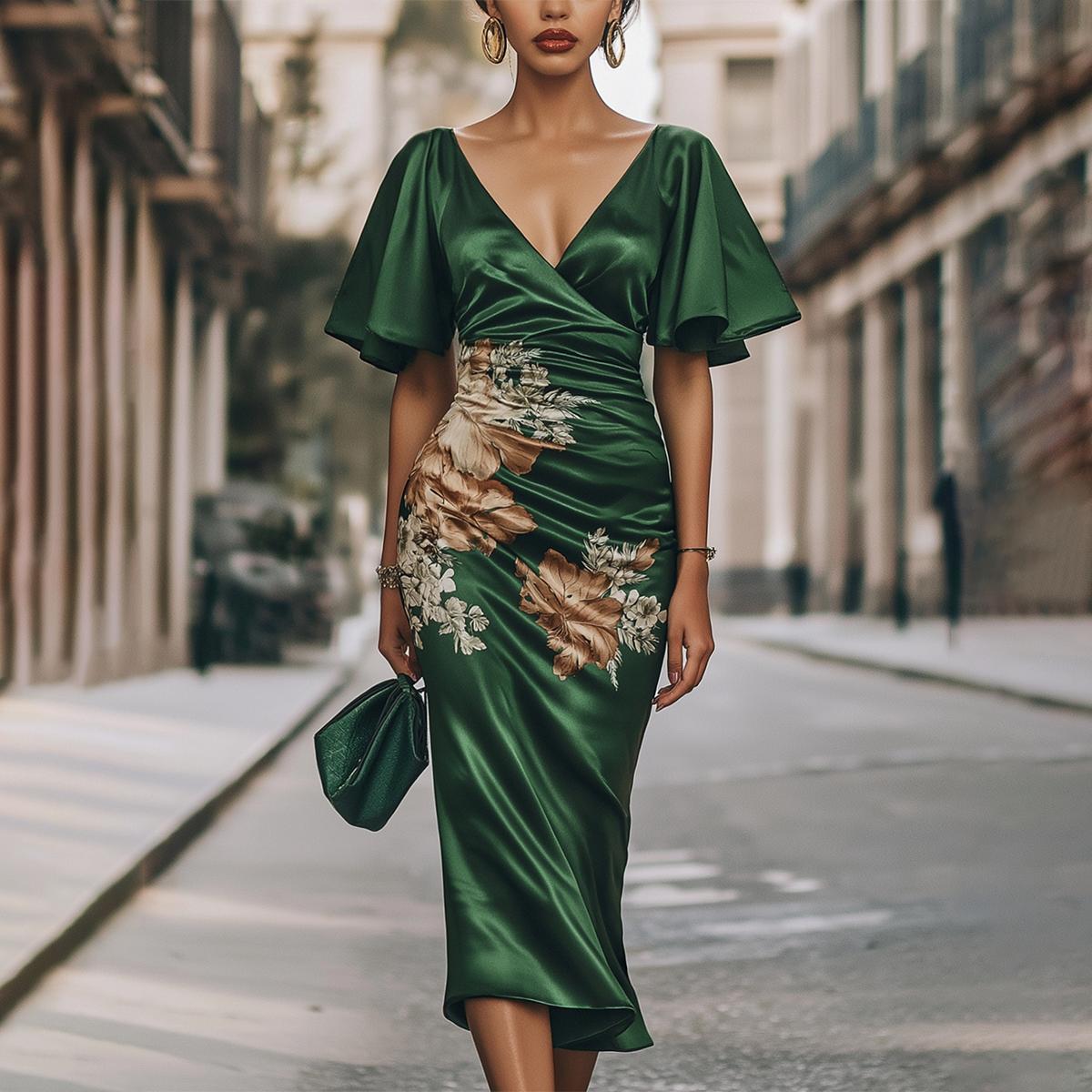 Vellana | Gorgeous Short Sleeve V-Neck Midi Dress