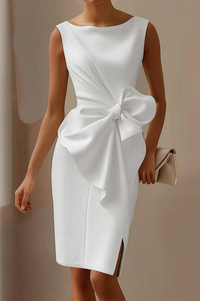 Blanca | Chic Plain Round Neck Sleeveless Mini Dress