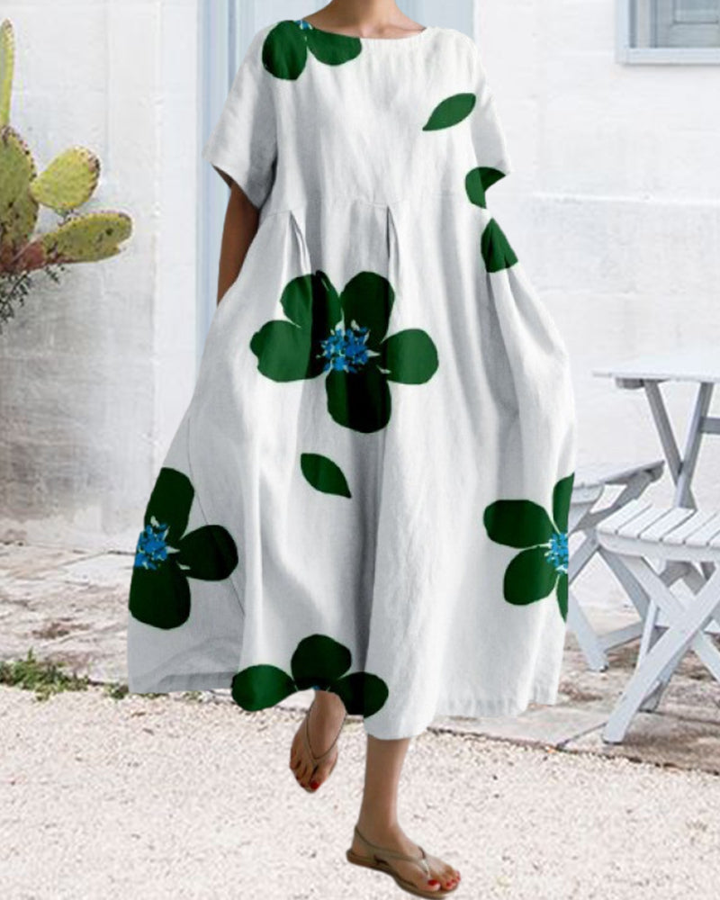 Roxanna | Short Sleeve Loose Print Dress