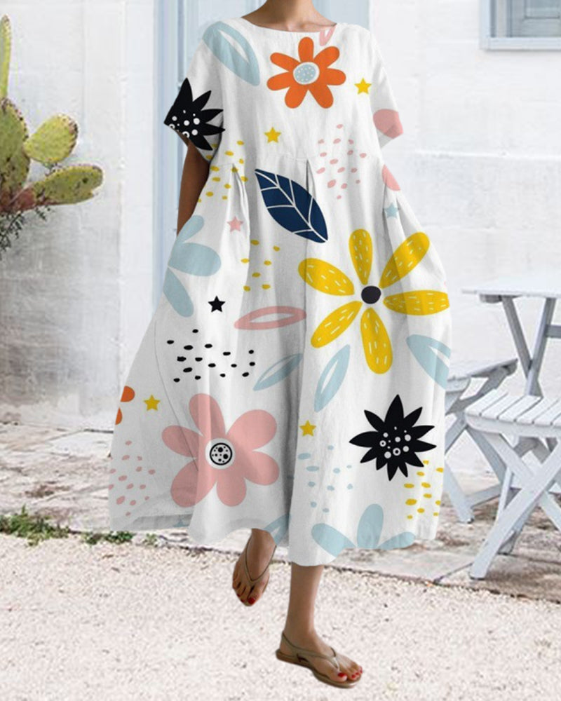 Roxanna | Short Sleeve Loose Print Dress