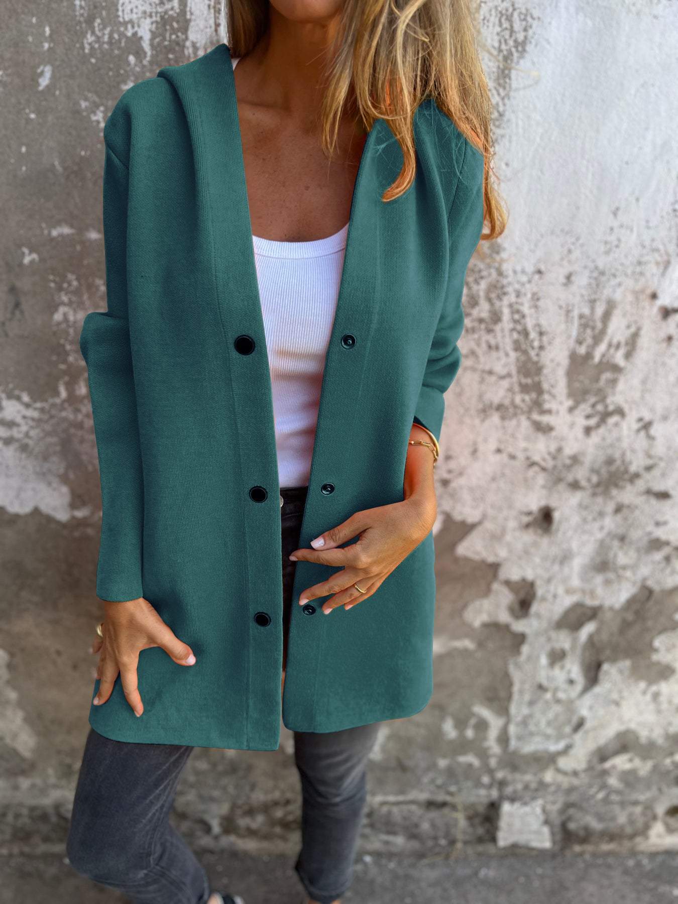 Isabella | Hooded Cardigan With Buttoned Front