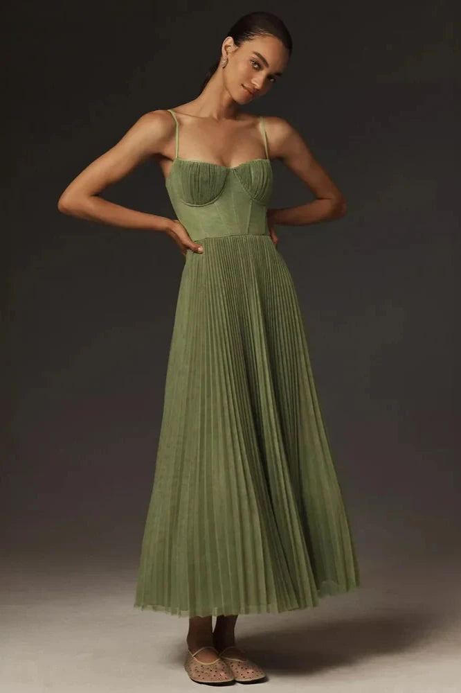 Beaux | Midi Length Pleated Dress