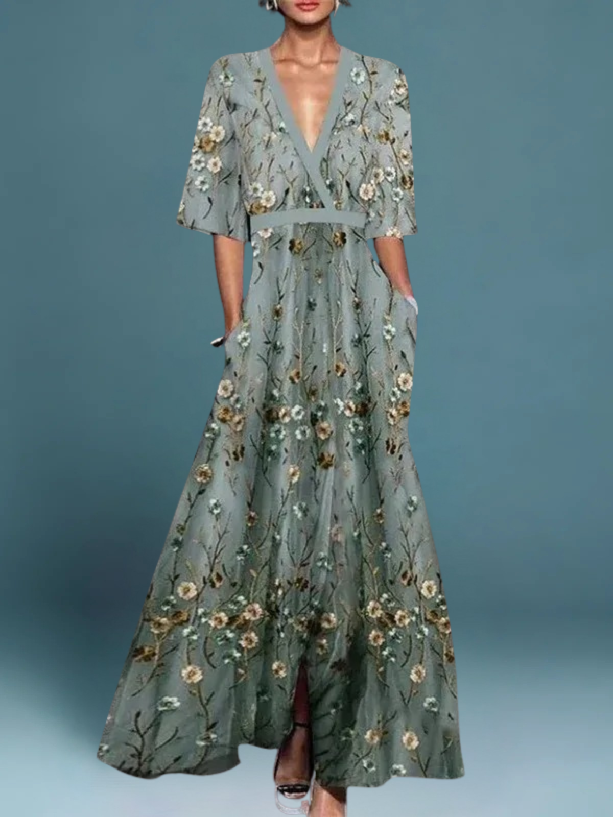 Seana | Elegant Floral Print Long Dress