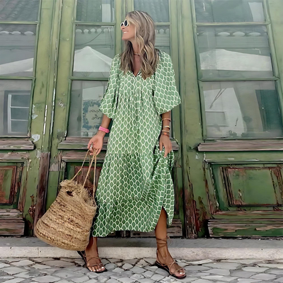 Marbella | Breezy High-Low Geometric Print Dress
