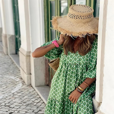 Marbella | Breezy High-Low Geometric Print Dress