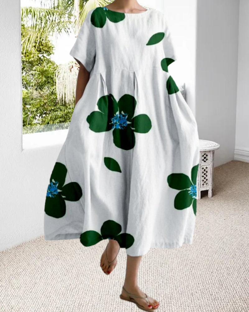 Roxanna | Short Sleeve Loose Print Dress