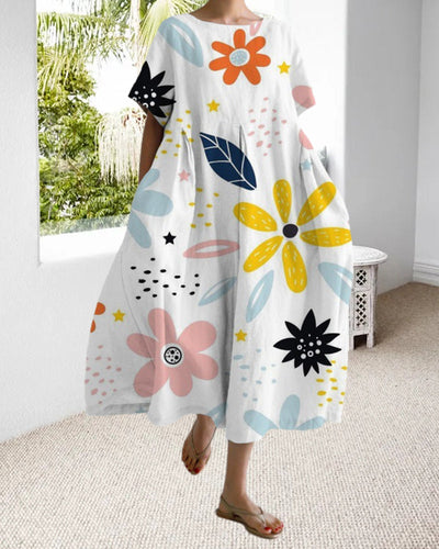 Roxanna | Short Sleeve Loose Print Dress