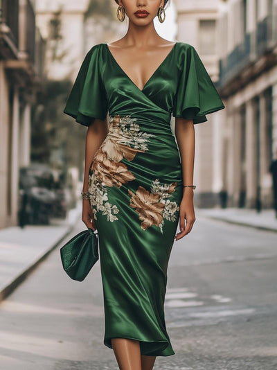 Vellana | Gorgeous Short Sleeve V-Neck Midi Dress
