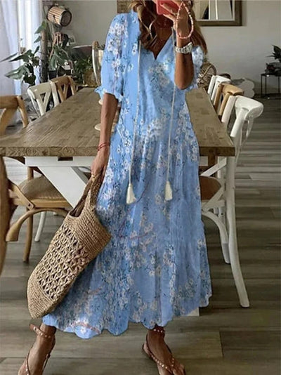 Sophia | Boho Vintage V-Neck Summer Dress