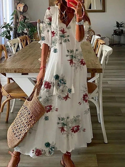Sophia | Boho Vintage V-Neck Summer Dress